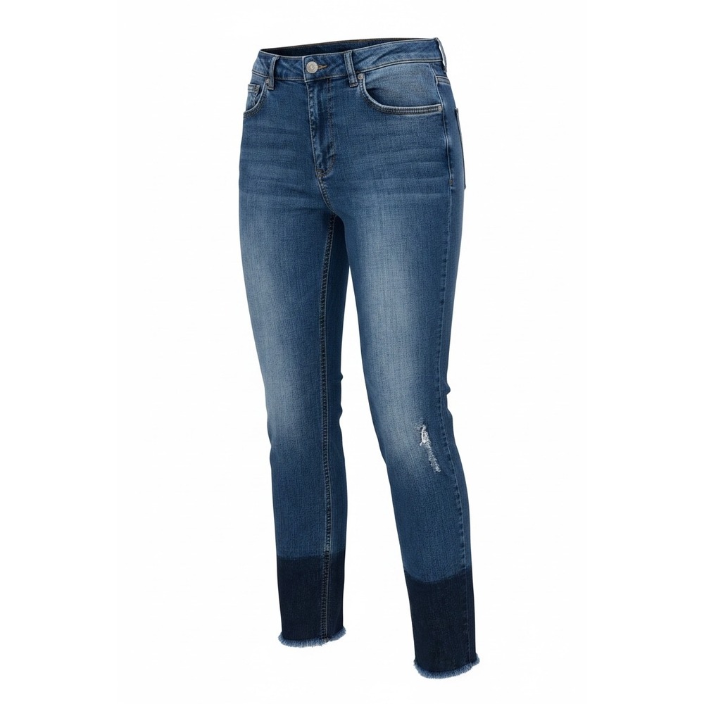 Anine Bing Womens Distressed Two Tone Raw Hem Skinny Jeans Blue Size 27